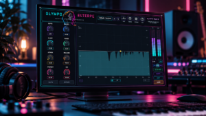 Olympo Euterpe integrado en una mesa de estudio futurista